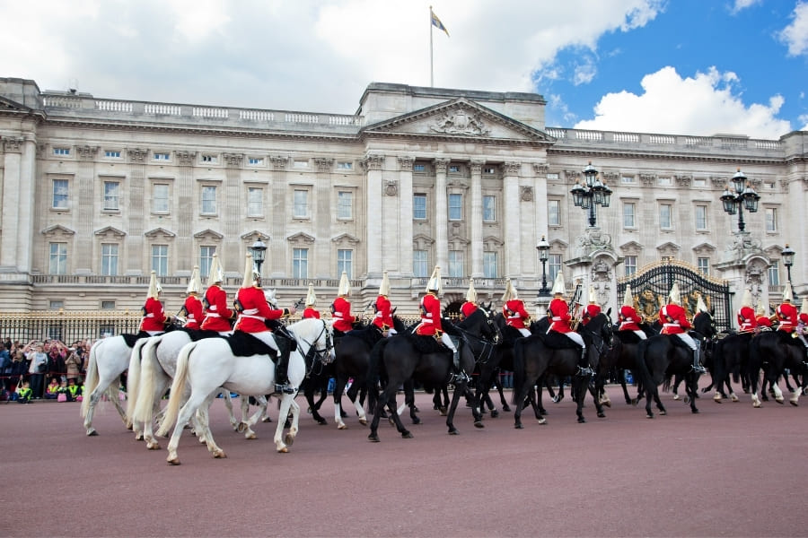 British Royal Guards at Buckingham Palace in London, UK
