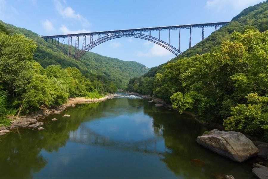 View of the bridge at New River Gorge National River, West Virginia